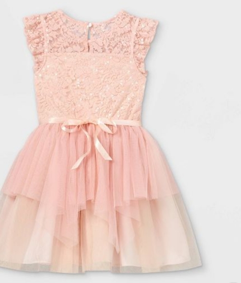 Cat & Jack Dresses & Skirts - NWT Girls' Sequin Lace Tulle Dress - Cat & Jack™ Blush Pink. 7/8
